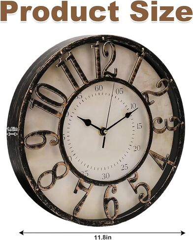 SIBAO 12 inch Vintage Wall Clock,3D Decorative Round Quartz Wall Clock for Home,Office,and Kitchen in Kuwait