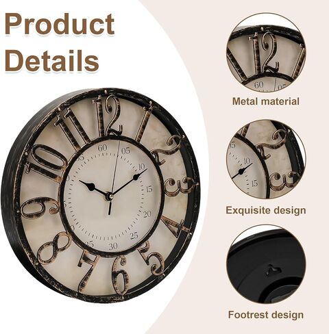 SIBAO 12 inch Vintage Wall Clock,3D Decorative Round Quartz Wall Clock for Home,Office,and Kitchen in Kuwait