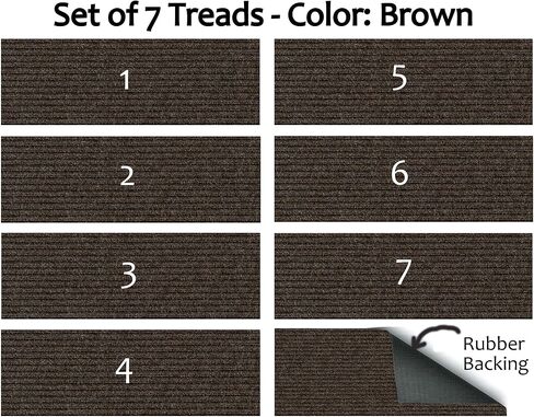 KOECKRITZ Indoor/Outdoor Non Slip (Non Skid) Carpet Stair Treads, Runners and Landing Mats (7 Piece (8" x 30") Treads, Brown) in Saudi Arabia