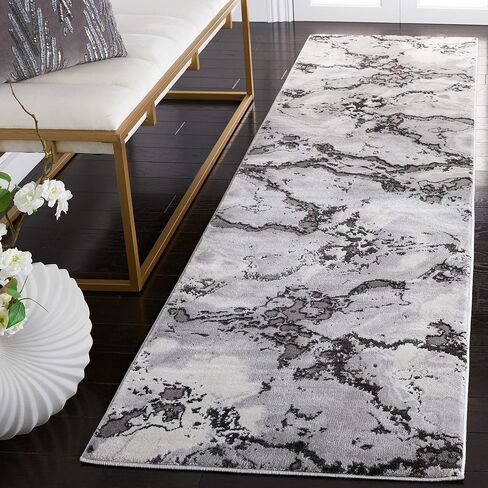 SAFAVIEH Craft Collection Runner Rug - 2'3" x 8', Grey & Dark Grey, Modern Abstract Design, Non-Shedding & Easy Care, Ideal for High Traffic Areas in Living Room, Bedroom (CFT854F) in Kuwait