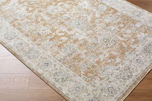 BoutiqueRugs Beige Damask Traditional Cream 7ft Runner Rug Charcoal Mustard Light Brown Kerem Hallway Kitchen Corridor Stairway Laundry Room 2'7" x 7'3" Stain Resistant Non-Shedding Pet Friendly in Saudi Arabia