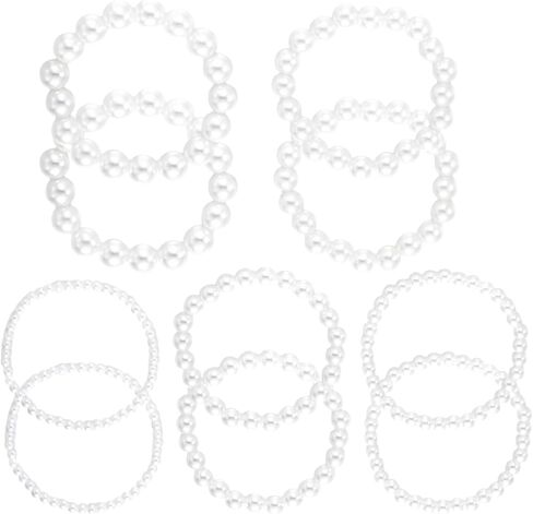 10 Pieces Pearl Bracelets for Women Set, Simulated Pearl Beads Accessories Stretch Bracelets for Women, White Simulated Pearls Bracelet Stack Dainty Pearls Bracelet in Saudi Arabia