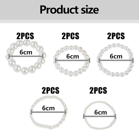 10 Pieces Pearl Bracelets for Women Set, Simulated Pearl Beads Accessories Stretch Bracelets for Women, White Simulated Pearls Bracelet Stack Dainty Pearls Bracelet in Saudi Arabia