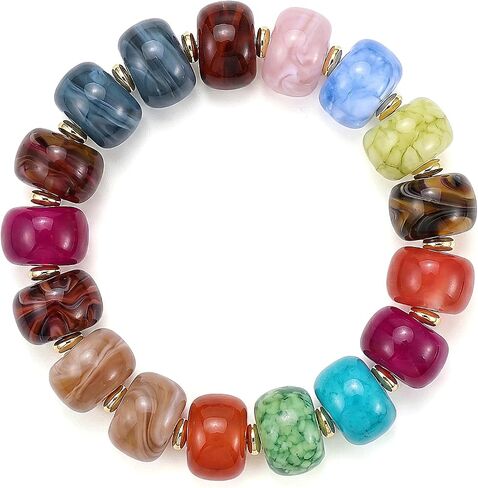 SHERLOVE Beaded Bracelets for Women Chunky Statement Resin Beaded Elastic-Stretch Bracelet Women Boho Summer Beach Vacation Jewelry Gifts in Saudi Arabia