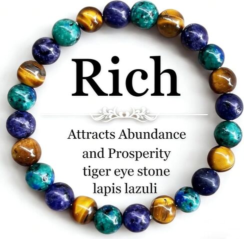 4Pcs Natural Stone Beaded Stretch Bracelet, Handmade Unisex Crystal Bracelets for Anxiety Relief, Luck and Prosperity，Birthday Healing Jewelry Gifts in Kuwait