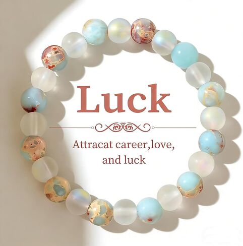4Pcs Natural Stone Beaded Stretch Bracelet, Handmade Unisex Crystal Bracelets for Anxiety Relief, Luck and Prosperity，Birthday Healing Jewelry Gifts in Kuwait