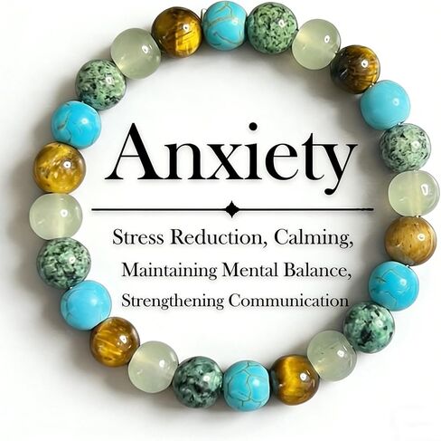 4Pcs Natural Stone Beaded Stretch Bracelet, Handmade Unisex Crystal Bracelets for Anxiety Relief, Luck and Prosperity，Birthday Healing Jewelry Gifts in Kuwait