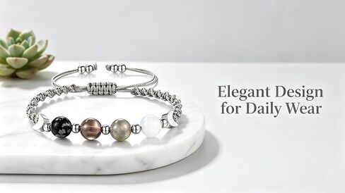 Moon Bracelet for Women Moonstone Healing Bracelet Natural Stone Beaded Bracelet Adjustable Woven Rope Friendship Bracelet Spiritual Energy Jewelry in Saudi Arabia