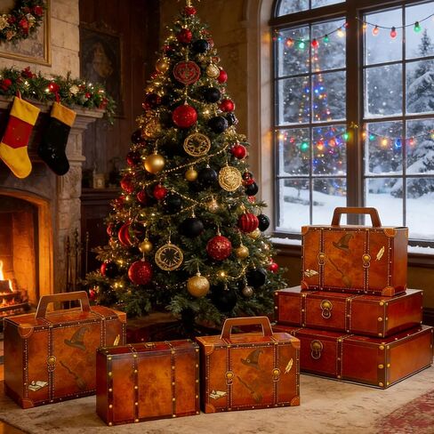 6Pcs Magic Theme Party Decorations: Travel Suitcase Paperboard Fantasy Box 3 Size Vintage Stackable Trunk for Magical Birthday Party Baby Shower Photo Booth Supplies in Saudi Arabia