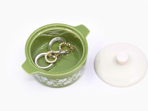 Ceramic Trinket Box with Lid – Spring Blossom Vintage-Inspired Mini Casserole Jewelry Box, Pink Keepsake Box in Saudi Arabia