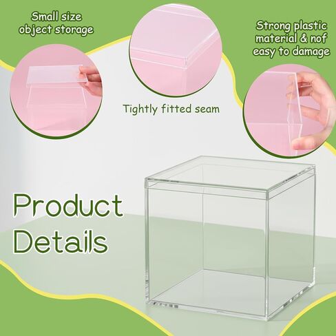 12 Pcs Clear Acrylic Box with Lid, Plastic Acrylic Boxes for Display Square Cube Decorative Storage Boxes Organize Containers for Candy Pill Tiny Jewelry(Square,4'' x 4'' x 4'') in Saudi Arabia