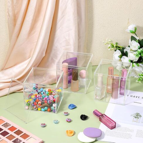 12 Pcs Clear Acrylic Box with Lid, Plastic Acrylic Boxes for Display Square Cube Decorative Storage Boxes Organize Containers for Candy Pill Tiny Jewelry(Square,4'' x 4'' x 4'') in Saudi Arabia