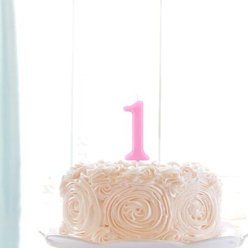 Dollet Pink Birthday Candle for Smash Cake Cupcakes, Number 1 in Saudi Arabia
