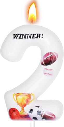 Sports Birthday Candles, Sports Party Decoration Supplies, Birthday Number Candles for Cake Topper (White, Number 8) in Saudi Arabia
