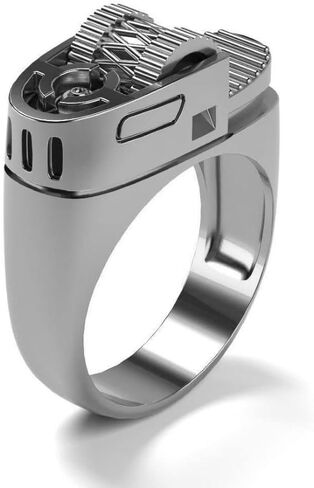 SUKKCCNO Vintage 14k gold plate Lighter Ring 925 Sterling Silver Unique Design Mechanical Gear Finger Ring Punk Retro Unique Cool Men Women Dad Mom Jewelry (Gold-6) in Saudi Arabia