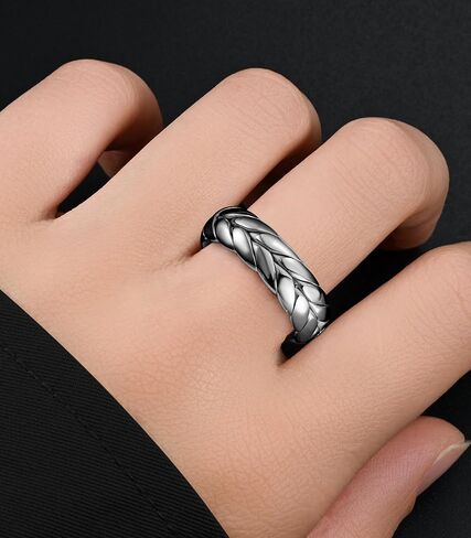 King Ring 7mm Woven Rings – Stainless Steel Band for Men & Women – Designed in USA in Saudi Arabia