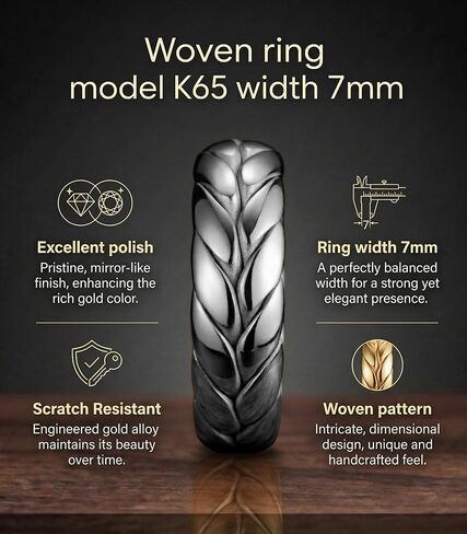 King Ring 7mm Woven Rings – Stainless Steel Band for Men & Women – Designed in USA in Saudi Arabia