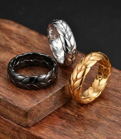 King Ring 7mm Woven Rings – Stainless Steel Band for Men & Women – Designed in USA in Saudi Arabia
