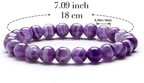 Amethyst Bracelet for Women-8mm Natural Crystal Bracelet for Anxiety Relief | Handmade Adjustable Genuine Purple Beaded Healing Stone Bracelets,Spiritual Mind Relaxation Jewelry Gifts in Saudi Arabia