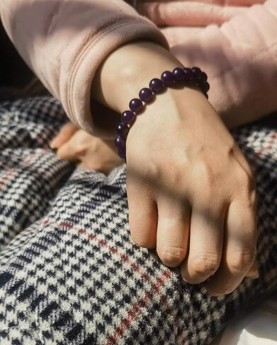 Amethyst Bracelet for Women-8mm Natural Crystal Bracelet for Anxiety Relief | Handmade Adjustable Genuine Purple Beaded Healing Stone Bracelets,Spiritual Mind Relaxation Jewelry Gifts in Saudi Arabia