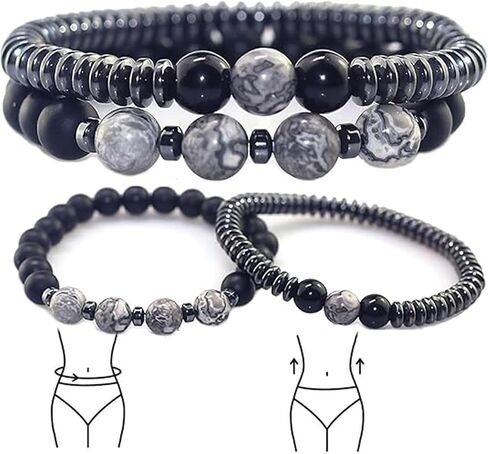 Hematite Bracelets Set for Women Men Obsidian Healing Bracelet Adjustable Natural Stone Bracelets to Relieve Anxiety and Weight Loss Jewelry in Saudi Arabia