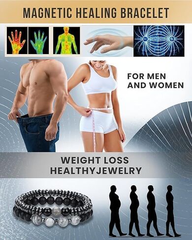 Hematite Bracelets Set for Women Men Obsidian Healing Bracelet Adjustable Natural Stone Bracelets to Relieve Anxiety and Weight Loss Jewelry in Saudi Arabia