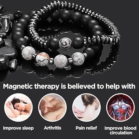 Hematite Bracelets Set for Women Men Obsidian Healing Bracelet Adjustable Natural Stone Bracelets to Relieve Anxiety and Weight Loss Jewelry in Saudi Arabia