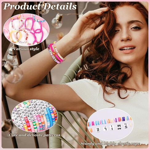 36PCS Friendship Bracelets for Women Stackable Clay Bead Bracelets Bulk Colorful Surfer Heishi Bracelet Set Stretch Preppy Bracelets Summer Beach Elastic Layered Bracelets in Saudi Arabia
