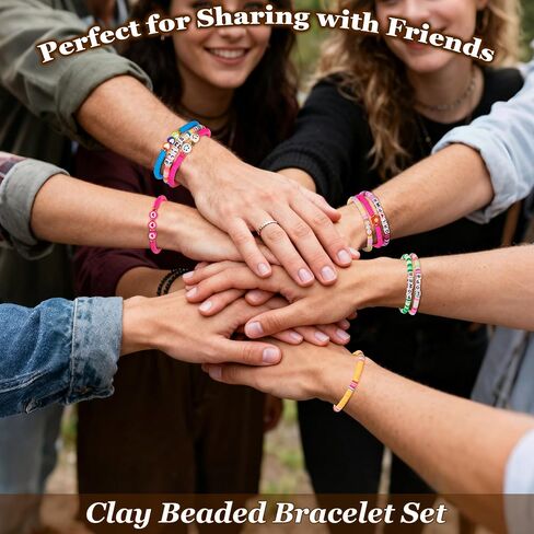 36PCS Friendship Bracelets for Women Stackable Clay Bead Bracelets Bulk Colorful Surfer Heishi Bracelet Set Stretch Preppy Bracelets Summer Beach Elastic Layered Bracelets in Saudi Arabia