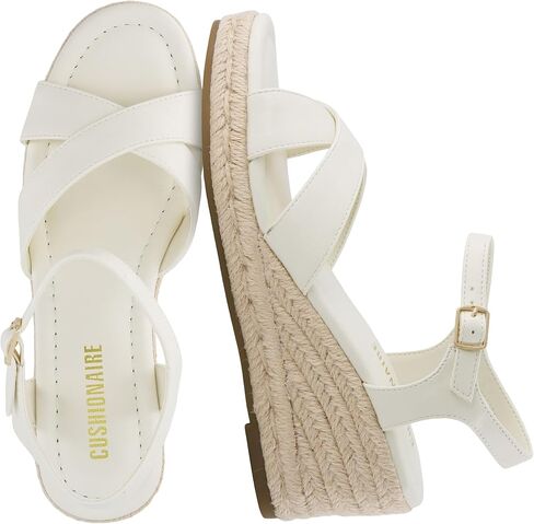 صنادل CUSHIONAIRE Prego Espadrille بكعب عريض للنساء، كعب عريض مفتوح عند الأصابع مع حزام كاحل قابل للتعديل in Kuwait