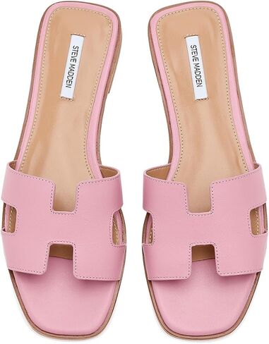 صندل نسائي مسطح Hadyn من Steve Madden، جلد وردي، 11 in Kuwait