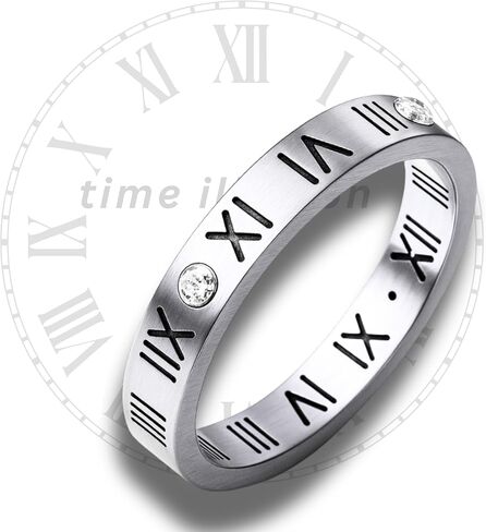 TimeAlt™ Stainless Steel Roman Numeral Fashion Ring | Wide or Slim Band | Black, White, Silver| Sizes 5–10 in Saudi Arabia