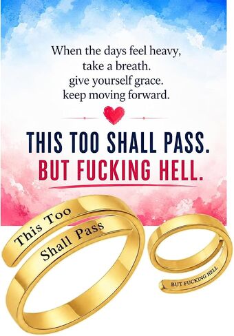 This Too Shall Pass Mantra Ring, But Fucking Hell Inspirational Stainless Steel Hidden Message Engraved Funny Jewelry Encouragement Birthday Gift for Women Men in Saudi Arabia