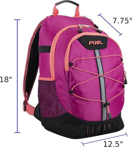 FUEL Hiking Backpack for Women Men Terra Sport, Travel, College, Gym, Work with Laptop Sleeve, Bungee, 18 Inches, Magenta Orchid in Saudi Arabia