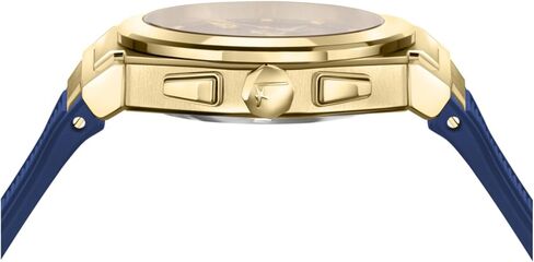 ساعة Ferragamo Vega Chrono Collection الفاخرة للرجال مع حزام أزرق وقرص يتميز بعلبة ذهبية in Kuwait