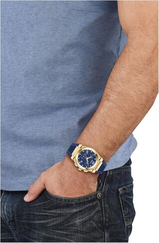 ساعة Ferragamo Vega Chrono Collection الفاخرة للرجال مع حزام أزرق وقرص يتميز بعلبة ذهبية in Kuwait