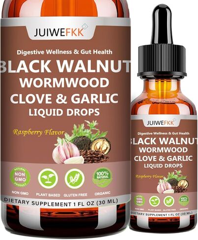 Wormwood Black Walnut Clove for Humans Tincture, Advanced 8-in-1 Gut Cleanse Detox & Digestive Well -ness w. Garlic Pumpkin Seeds Soursop Oregano Plantain 10:1 Extract Liposomal Tech 98% Absorption in Saudi Arabia
