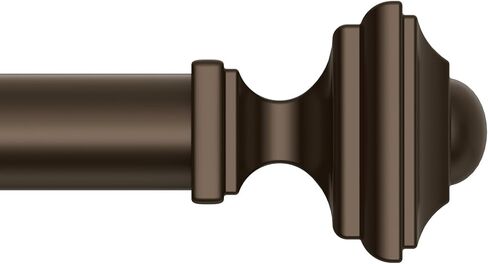 Bronze Curtain Rod for Windows 36-88 Inches, 1 Inch Heavy Duty Adjustable Drapery Pole, Modern Window Treatment Rod with Decorative Square Finials, Easy Installation in Saudi Arabia