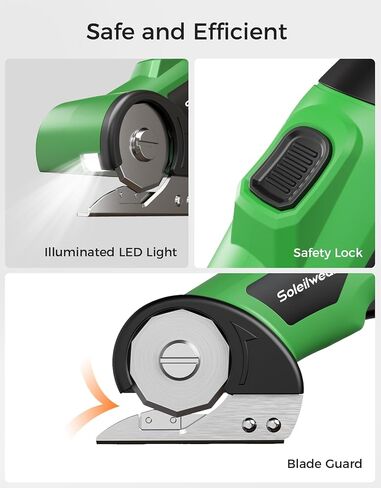Cordless Electric Scissors, Rechargeable Cardboard Cutter, 4V Upgrade Motor Electric Box Cutter with 2 Blades, Safety Lock & LED Light, Powerful Cutting for Cardboard Box, Plastic, Leather in Kuwait