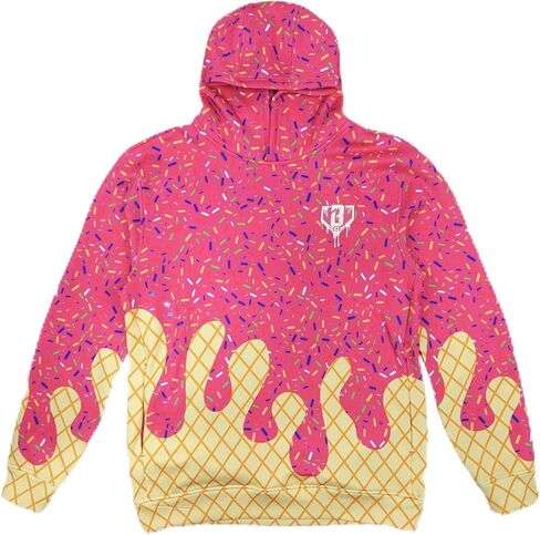 Baseball Lifestyle 101 Ice Cream Men's Hoodie with Side Pockets - Strawberry, Adult Sizes S - 2XL in Saudi Arabia