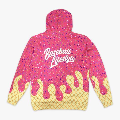 Baseball Lifestyle 101 Ice Cream Men's Hoodie with Side Pockets - Strawberry, Adult Sizes S - 2XL in Saudi Arabia