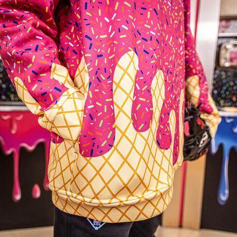 Baseball Lifestyle 101 Ice Cream Men's Hoodie with Side Pockets - Strawberry, Adult Sizes S - 2XL in Saudi Arabia
