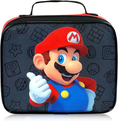 Super Mario Backpack with Lunchbox Set - Bundle with 16" Backpack Featuring Luigi, Yoshi, Toad, Bowser, Princess Peach, Lunch Bag, Stickers, Water Bottle, More | Super Mario School Bag for Boys in Kuwait