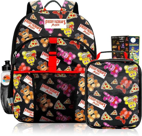 Five Nights at Freddy's Backpack with Lunch Bag Set - Bundle with 16" FNAF Backpack, FNAF Lunch Box, Stickers, Water Bottle | Five Nights at Freddy's School Bag for Boys, Kids in Saudi Arabia