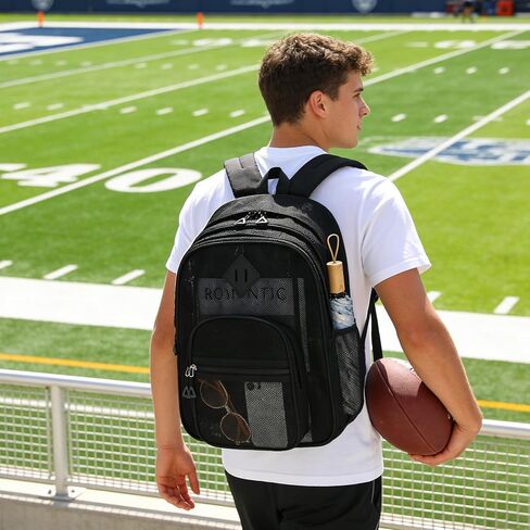 Mesh Backpack for Boys Girls Teens, Heavy Duty See Through College Bookbag for School, Work, Beach, Black in Kuwait