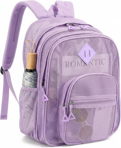Mesh Backpack for Boys Girls Teens, Heavy Duty See Through College Bookbag for School, Work, Beach, Black in Kuwait