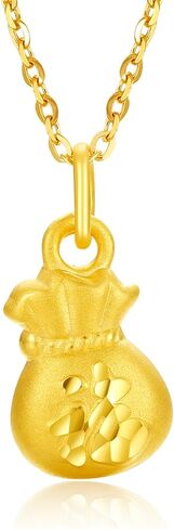ZHOU LIU FU 24K Solid Gold Pendant for Women, Real Pure Gold Jewelry Accessory Exquisite Lucky Fortune Bag Pendant for Men Girlfriend Boyfriend Lover Gifts (Not Include Necklace) in Kuwait