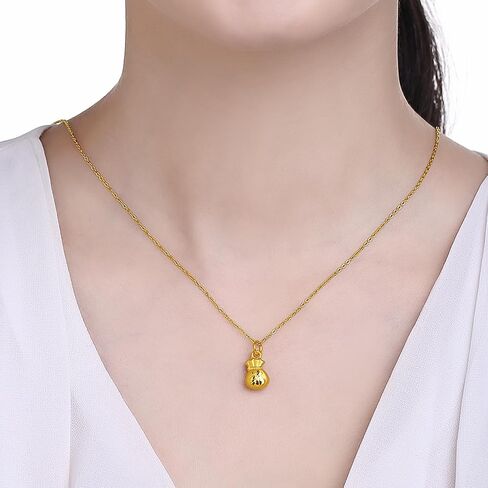 ZHOU LIU FU 24K Solid Gold Pendant for Women, Real Pure Gold Jewelry Accessory Exquisite Lucky Fortune Bag Pendant for Men Girlfriend Boyfriend Lover Gifts (Not Include Necklace) in Kuwait