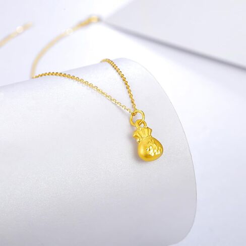 ZHOU LIU FU 24K Solid Gold Pendant for Women, Real Pure Gold Jewelry Accessory Exquisite Lucky Fortune Bag Pendant for Men Girlfriend Boyfriend Lover Gifts (Not Include Necklace) in Kuwait