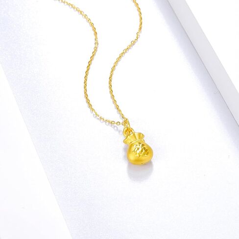 ZHOU LIU FU 24K Solid Gold Pendant for Women, Real Pure Gold Jewelry Accessory Exquisite Lucky Fortune Bag Pendant for Men Girlfriend Boyfriend Lover Gifts (Not Include Necklace) in Kuwait
